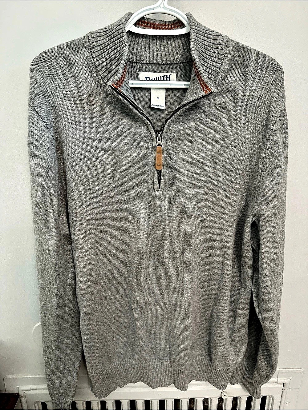 Duluth Men's Quarter-Zip Sweater Gray Size Medium